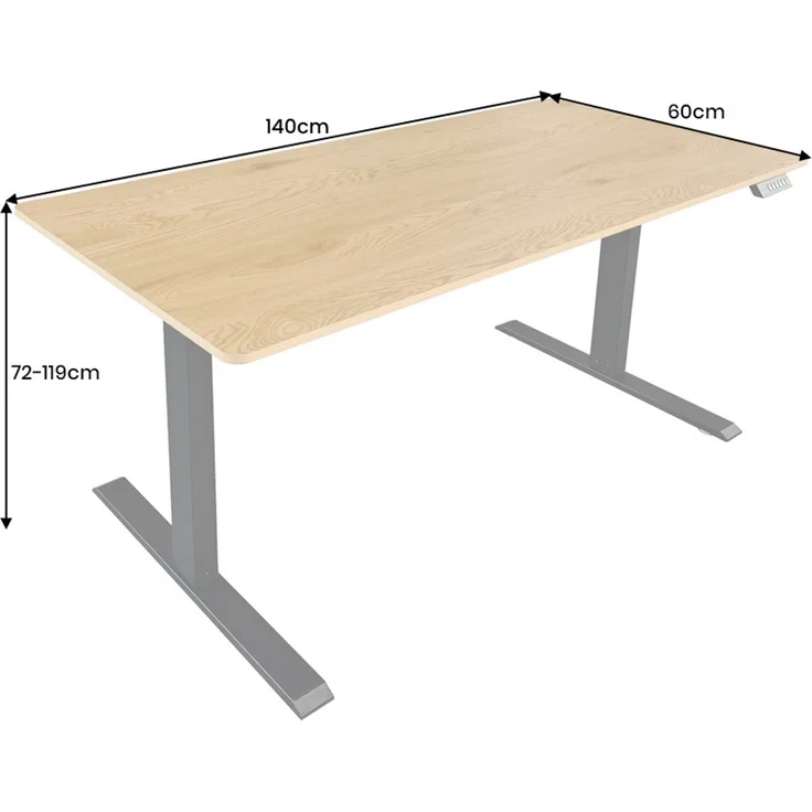 Höhenverstellbarer Schreibtisch KANTOR 140cm elektrisch Eiche Metallgestell – Bild 11