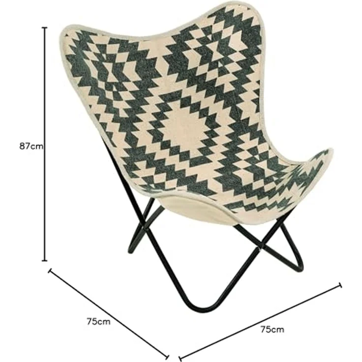 Lesli Living Stuhl Schmetterlingsstuhl Butterfly Chair BRENT Metall+Stoff – Bild 2