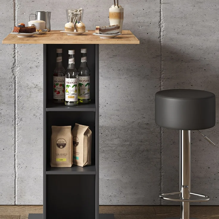 Bartisch-Set Rodeo Anthrazit 70 x 70 cm mit 2 Barhockern Vicco – Bild 5