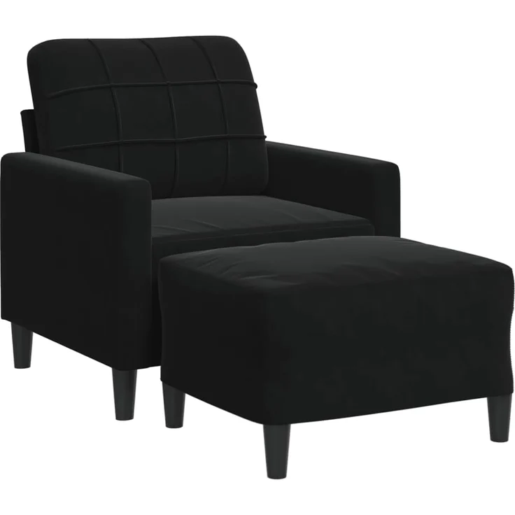 vidaXL Sessel mit Hocker Schwarz 60 cm Samt 3278262 – Bild 1