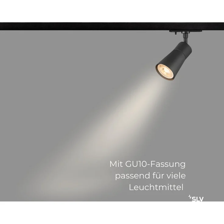 SLV PURI 2.0 Cone, 1~ Spot, GU10, 1x max. 6W, schwarz - Leuchten mit 1 Phasen Adapter – Bild 3