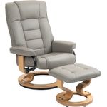 HOMCOM Polsterstuhl Relaxsessel mit Hocker, Drehbar Fernsehsessel mit Liegefunktion (TV-Sessel, 1 St), für Wohnzimmer, Schlafzimmer, Grau