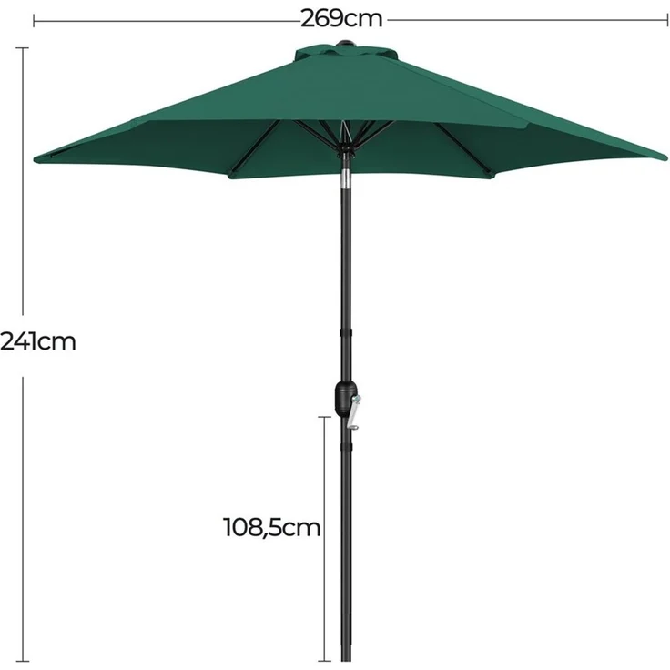 Yaheetech Sonnenschirm Φ 226/269/294 cm, Garten- und Marktschirm mit 6 Metallstreben für Balkon/Terrasse/Garten – Bild 3