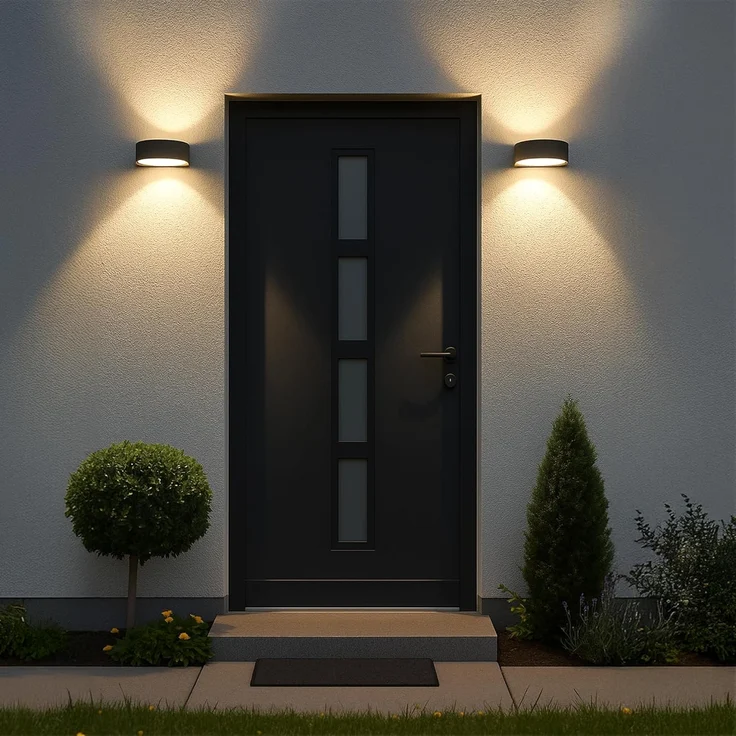 SSC-LUXon LED Außen-Wandleuchte LIMO Wandlampe außen Up & Down IP54 grau mit E27 LED 6W warmweiß 230V, Warmweiß – Bild 8