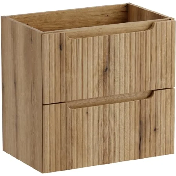 Lomadox Waschbeckenschrank NEWPORT-56-EVOKE 60 cm breit mit 2 Schubladen, Eiche mit gerillter Front – Bild 1