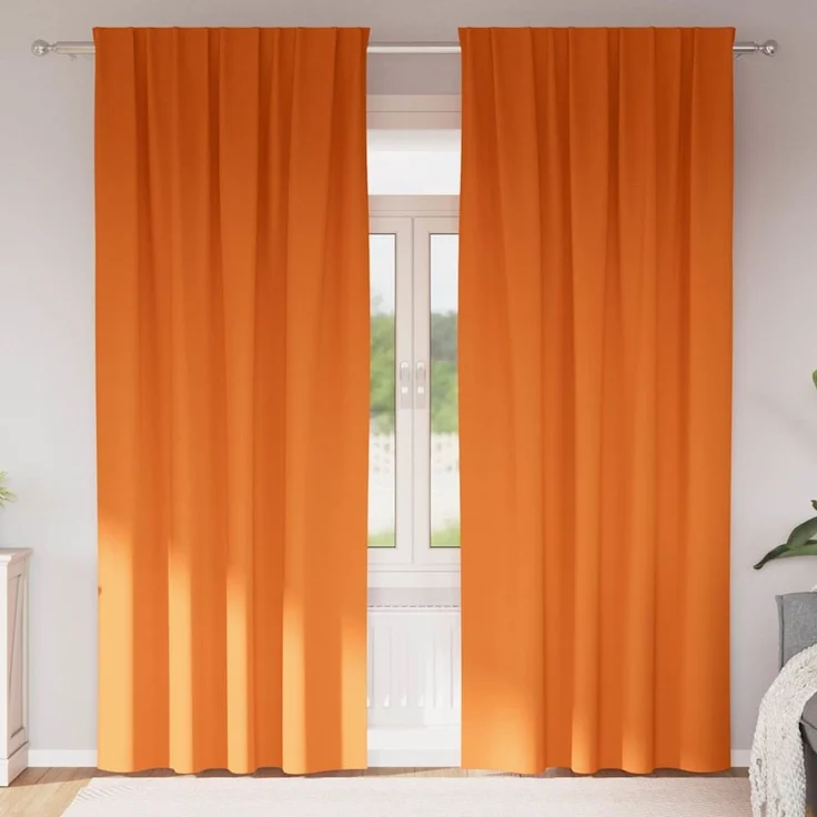 vidaXL Verdunkelungs-Vorhänge mit Ringen 2 stk. Helles Orange 4107511 – Bild 1
