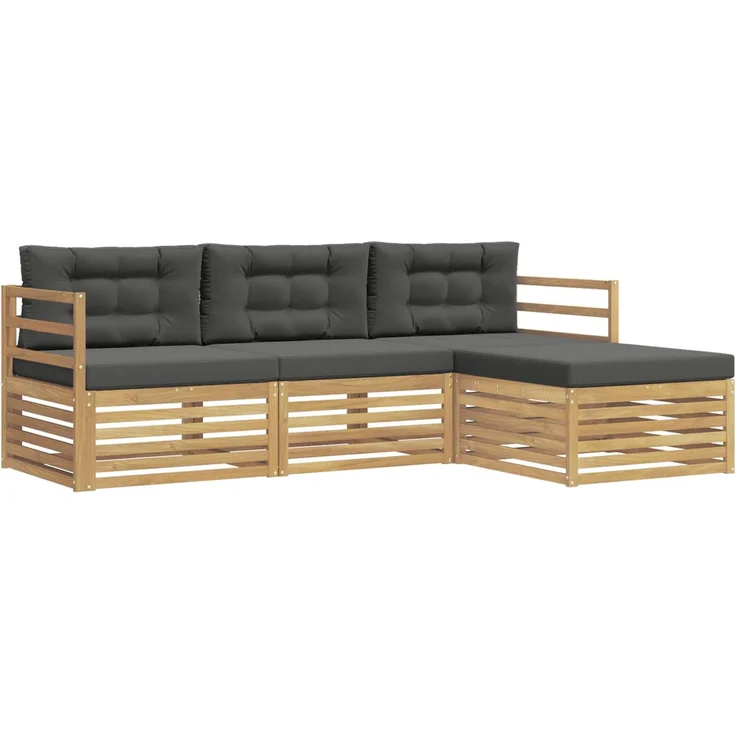 vidaXL Outdoor-Sofagarnitur 4 stk. 4-Sitzer Weiß und Anthrazit 3390267 – Bild 2