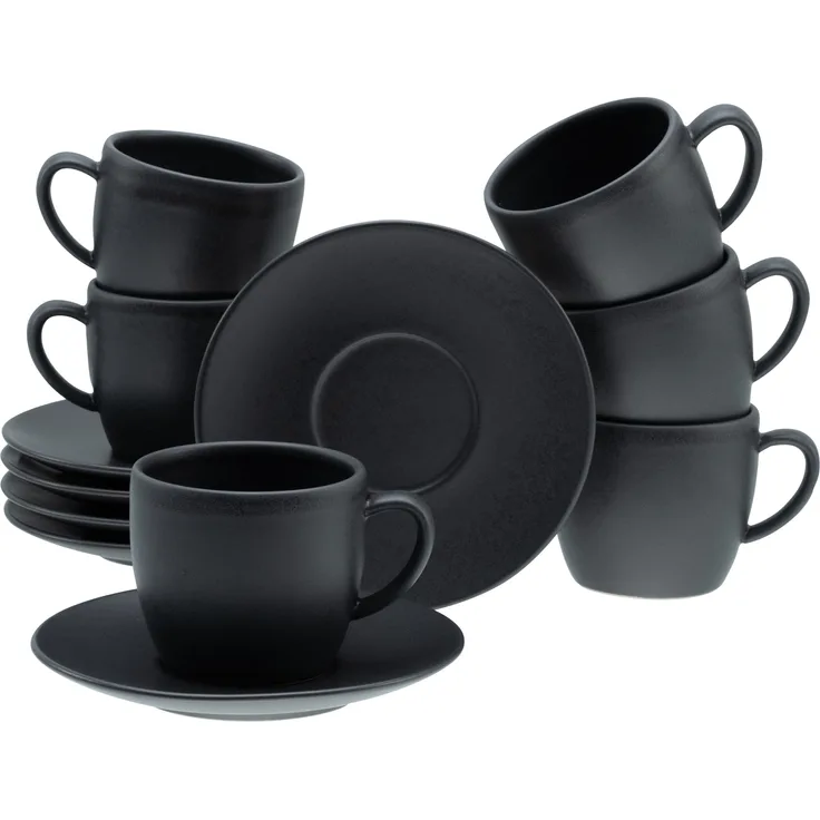 Soft Touch Schwarz, Cappuccinotassen 12-tlg (mo)