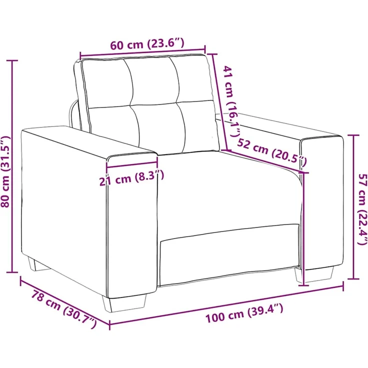vidaXL Sessel Braun 100x78x80 cm Samt 4105105 – Bild 9