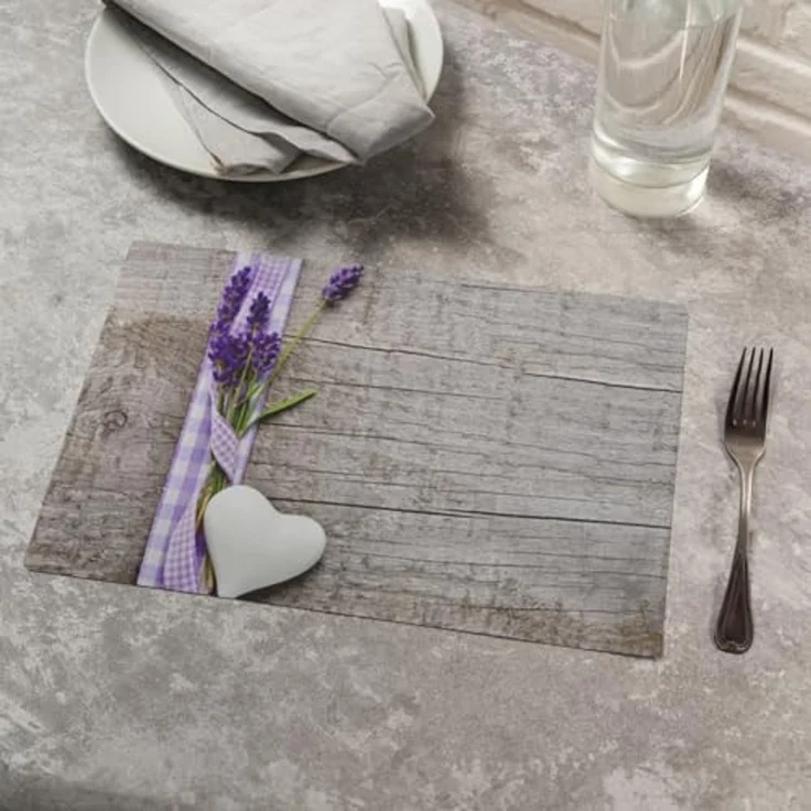matches21 HOME & HOBBY Platzset Abwaschbare Tischsets 8er Set Landhaus-Stil Lavendel Holz-Optik, (8-St), Platzsets als Tisch-Untersetzer und Tisch-Deko für Esstisch Teller – Bild 6