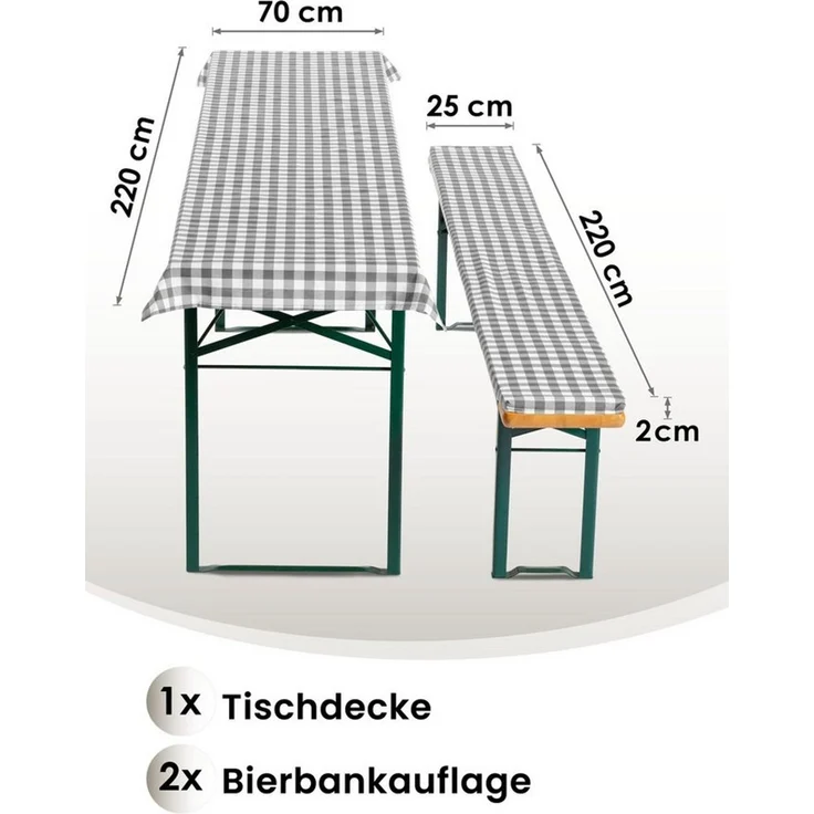 Gräfenstayn Bankauflage Biertischauflagen-Set 3-tlg Sitzpolsterung für Bierzeltgarnitur, Polsterung – Bild 3