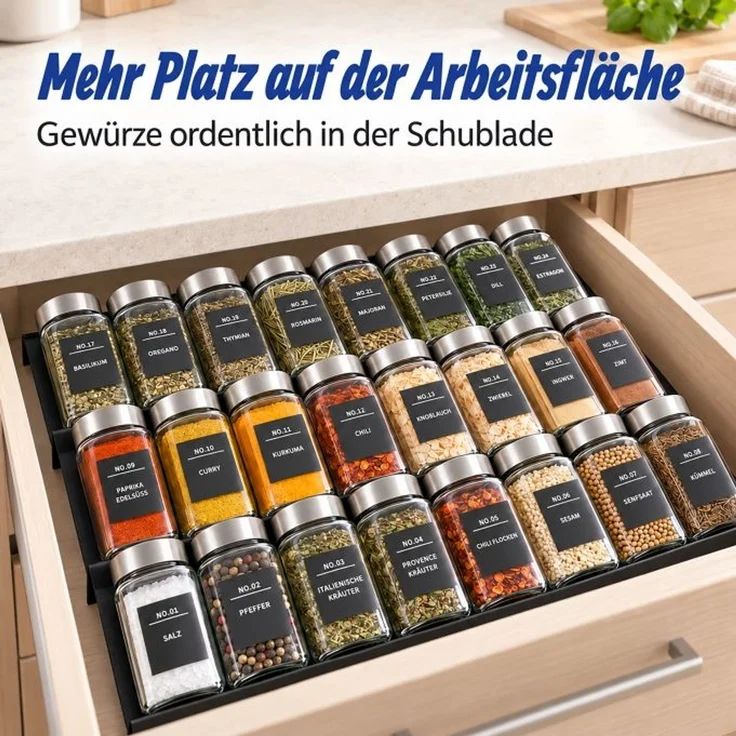 Relaxdays Gewürzregal Schublade 24 Gläser – Bild 2