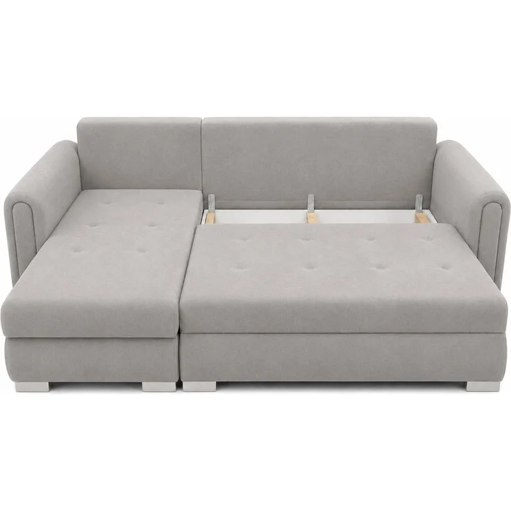 KRISAN MÖBEL Ecksofa NORDI in Hellgrau Universelle Wohnlandschaft mit Schlaffunktion und Bettkasten, 242 × 77 x 145 cm – Bild 3