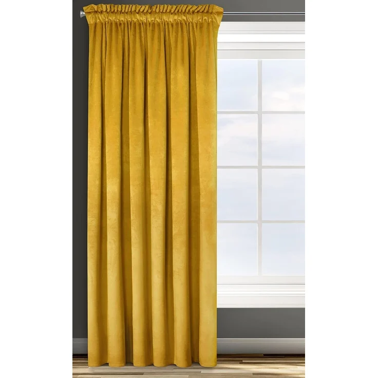 Samtvorhang Velours Vorhänge zum Wohnzimmer Prachtvoll Elegant gelb 140x270 cm Kräuselband – Bild 1