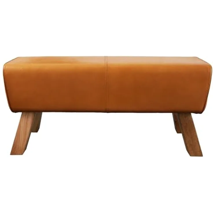 riess-ambiente Sitzbank TURNBOCK 100cm cognac / natur (Einzelartikel, 1-St), Wohnzimmer · Massivholz · Echtleder · Retro Design