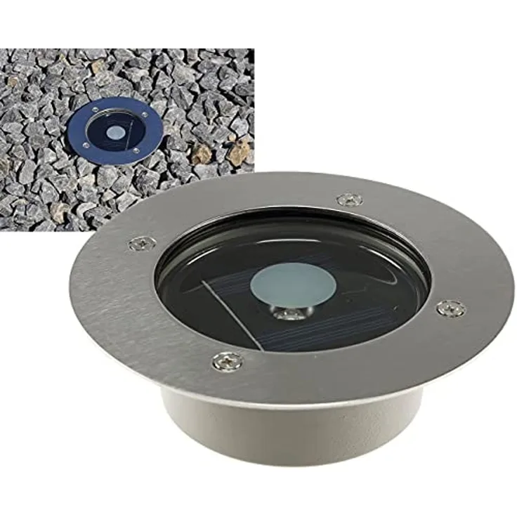 Solar Bodenleuchte Ø10cm, IP44, Edelstahl, Weiß