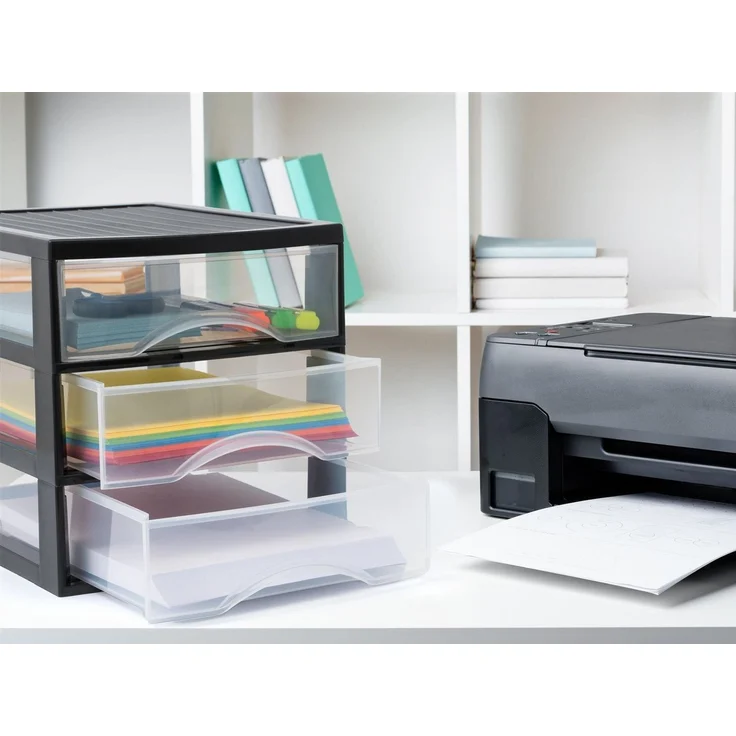 Hausfelder Schubladenbox Schubladenschrank A4 mit 3 Schubladen, 2 Stück inkl. Aufkleber, (2-St, A4 mit 3 Schubladen + Aufkleber) – Bild 2