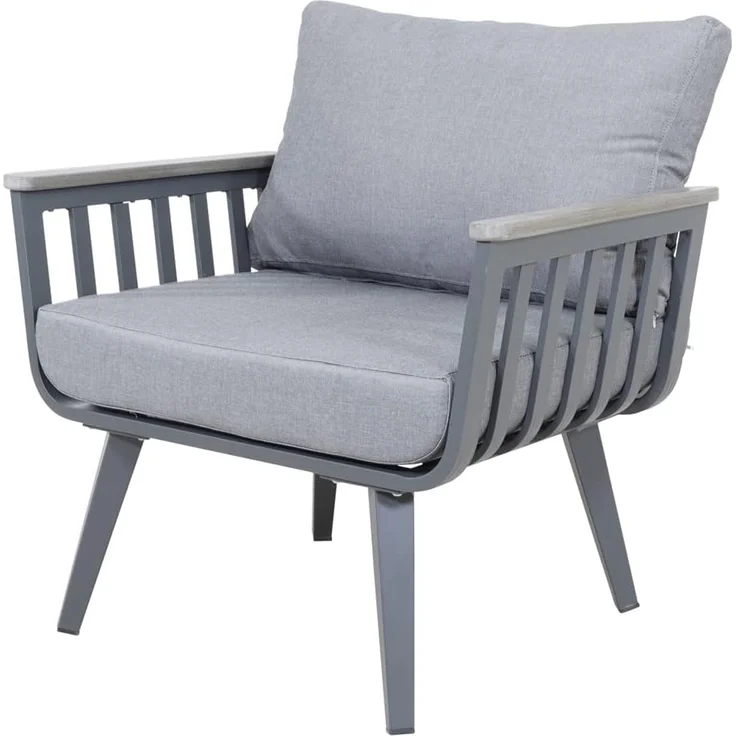 Lesli Living Gartenlounge-Set Alu Lounge Set Amalfi Gartenmöbel Garnitur grau Outdoor, pflegeleicht wetterfest stabil – Bild 6
