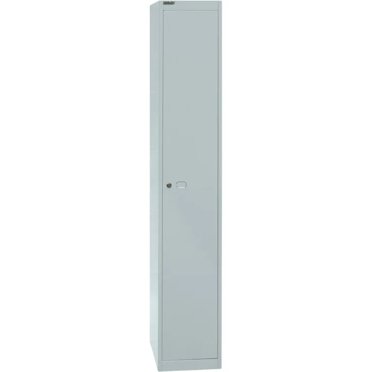 Bisley Garderobenschrank Office mit Schloss aus Stahlblech, 1 Fach mit Hutboden & Kleiderstange - Kleiderspind abschließbar, Spind Tiefe: 30,5 cm - Farbe: lichtgrau, CLK121-645