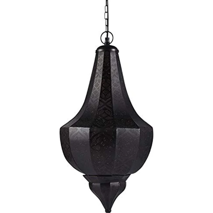 Marrakesch Orient & Mediterran Interior Orientalische Pendelleuchte Kanita, Schwarz Kupferfarben, 50cm, E27 Fassung, marokkanisches Design für romantisches Licht in Wohnzimmer, Küche oder über Esstisch – Bild 3