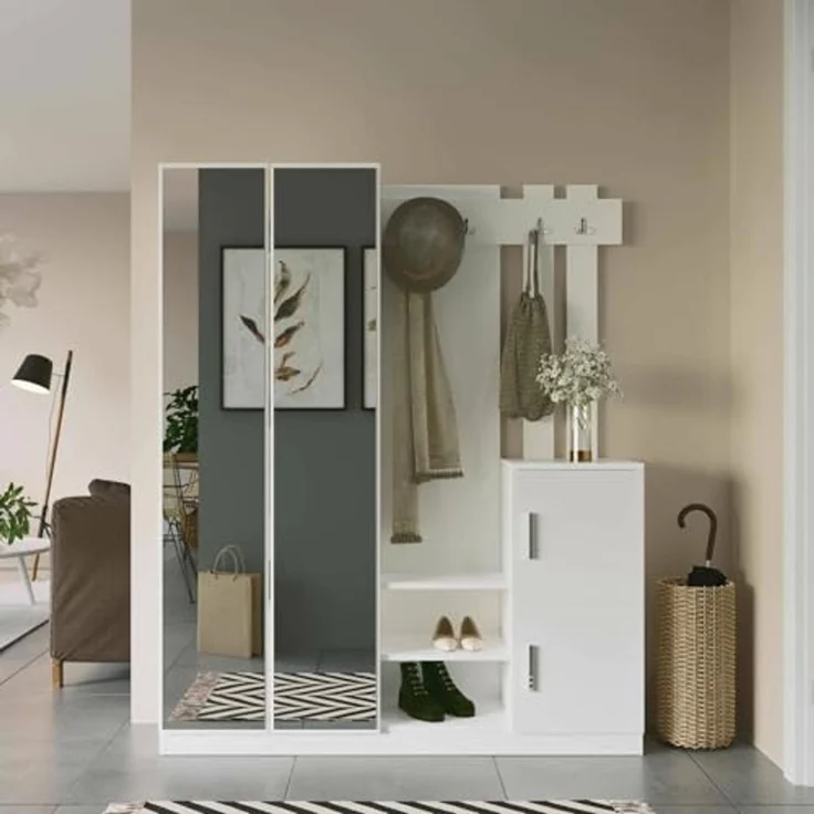 Dmora Garderobenschrank Cetus 147.2 x 37.5 x 179.7 cm Weiß 16-24 Paar – Bild 1