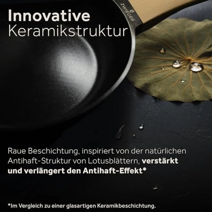 ZWIEGER Keramik Pfannenset ohne PTFE und PFOA – Pfannen PFAS frei, Aluguss, für alle Herdarten (inklusive Induktion) geeignet - Keramikbeschichtung, 28 cm, 24 cm und 20 cm – Bild 4