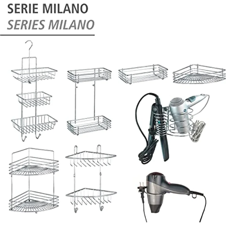 Wenko Eckregal Milano Stahl, chrom, 2 Ablagen – Bild 7