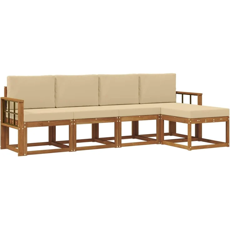 vidaXL Outdoor-Sofagarnitur 5 pcs Natur und Beige Massivholz Akazie 3366266 – Bild 1