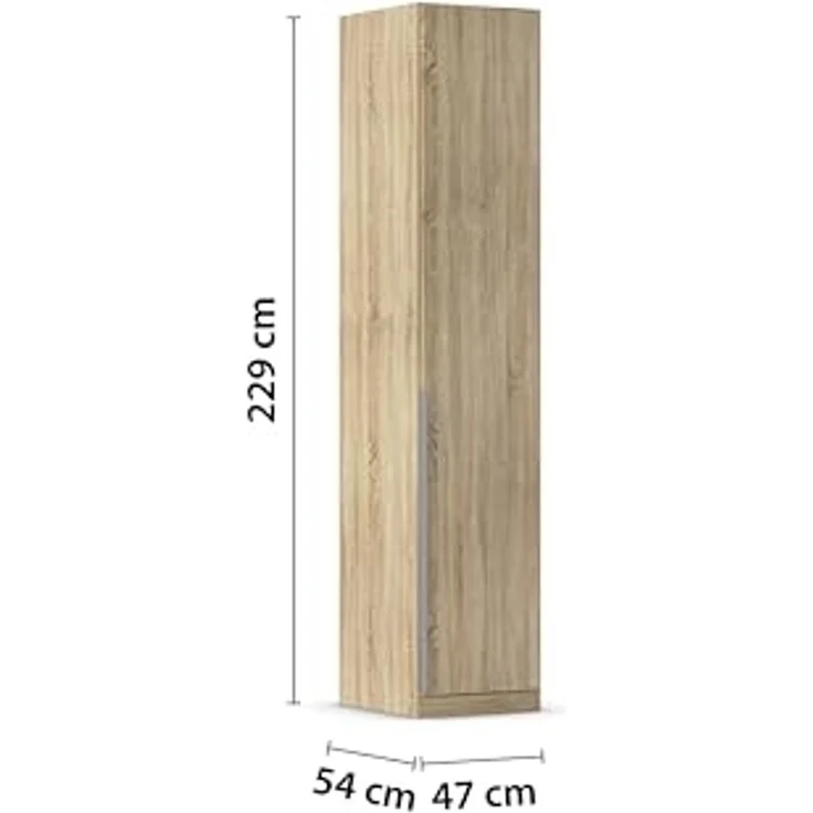 Rauch Möbel Alabama, Kleiderschrank für Schlafzimmer, Kinderzimmer, Wohnzimmer, Garderobe, Flur, 1-türig, mit Zubehör Basic, Farbe Eiche Sonoma, Holz, Breite 47 cm – Bild 3