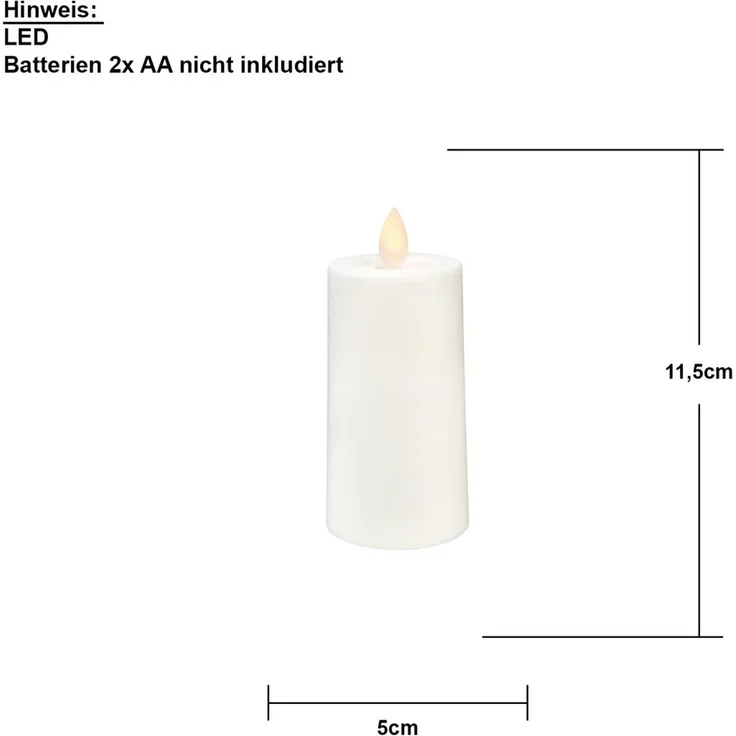 LED Outdoor-Kerze ,M-Twinkle', Batterie & Timer, warmweiß flackernd, weiß, 11,5cm – Bild 3