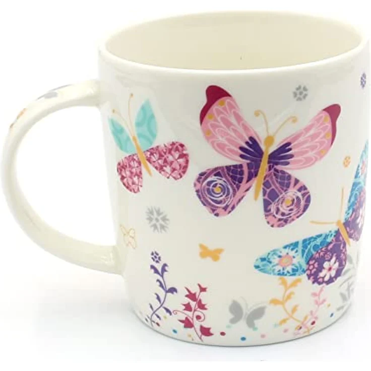 Dekohelden24 Tasse 2er Set Kaffeebecher Kaffeetasse aus Porzellan - Motiv: bunte Schmette, Porzellan – Bild 5