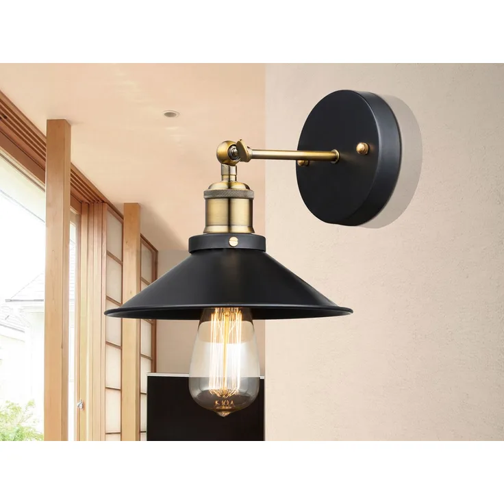 Wandlampe, verstellbar, H 20 cm, schwarz