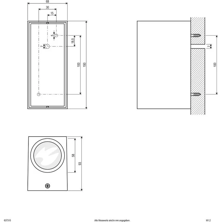 EVN rechteckige Wandleuchte anthrazit IP44 up&down Licht – Bild 4