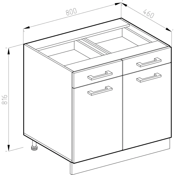 Küchenunterschrank R-Line Weiß Hochglanz 80 cm AP Marmor Vicco – Bild 3