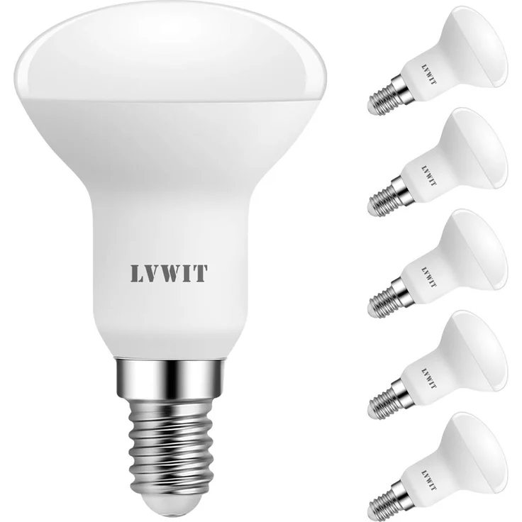 LVWIT LED Reflektorlampe E14 R50,470 lm, Kaltweiß 6500K, 4.9W ersetzt 40W Glühbirne, matt (6er Pack) – Bild 1