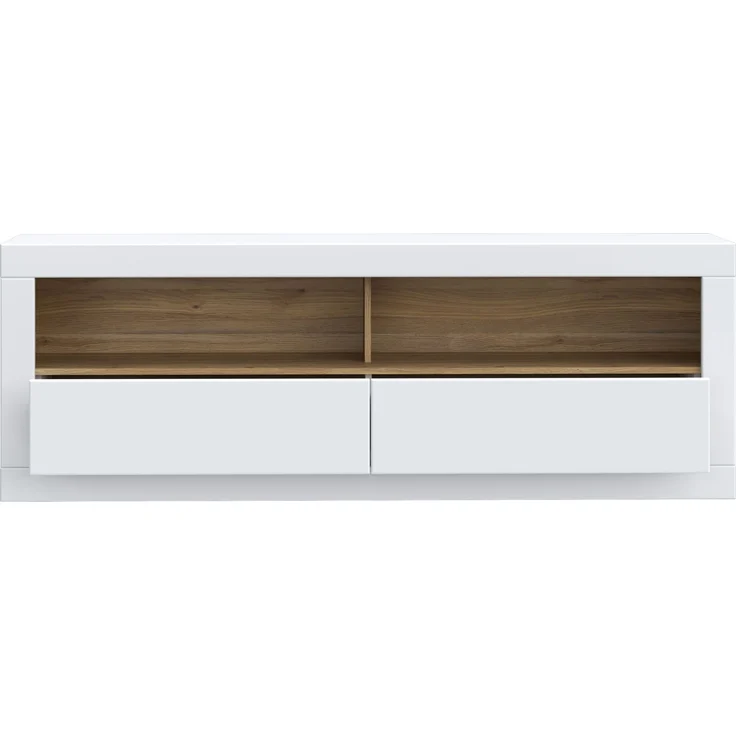 Lowboard >LEFKADAS< 2 Schübe, Weiss / Mauvella Eiche Dekor - 175,4x61,6x41,4cm (BxHxT) – Bild 4