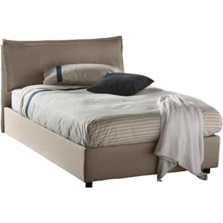 Talamo Italia - Doppelbett Desirée, Bettkasten mit Stoffbezug, 100 % Made in Italy, Öffnung vorne, inklusive Matratze 120x190 cm, taubengrau – Bild 3