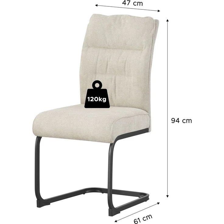 Schwinger-Stuhl 2er Set Rom Stühle in Creme - gemütliches Design - B/H/T: 47x94x61 cm – Bild 5