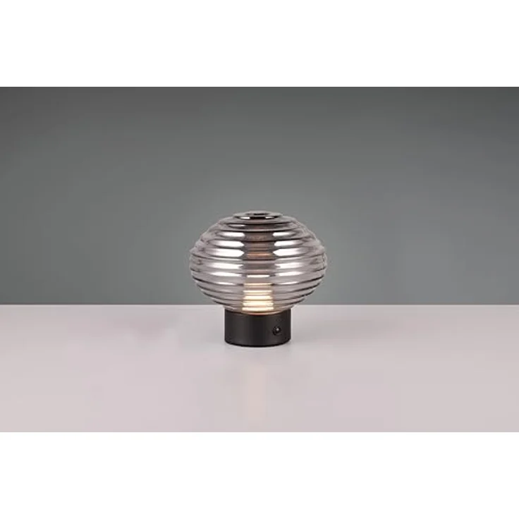 Trio Leuchten Lexie, Moderne Tafellampe schwarz mit smoke Glas, Touch-Dimmer, dimmbar, Rund, LED (nicht austauschbar) – Bild 3