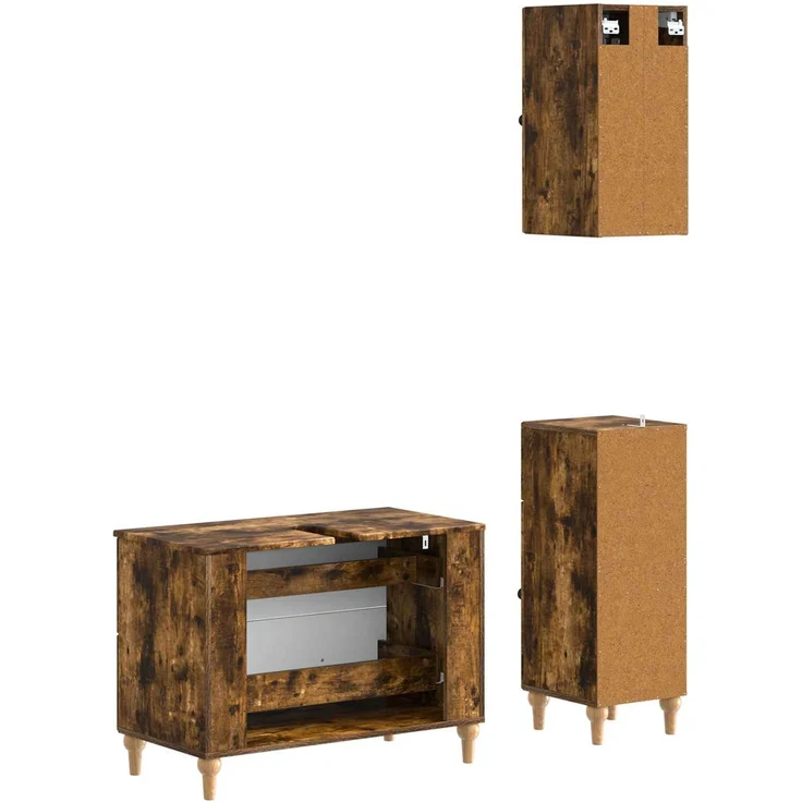 vidaXL 3-teiliges Badezimmer-Schranksystem ALKMAAR Raucheiche 3417752 – Bild 6