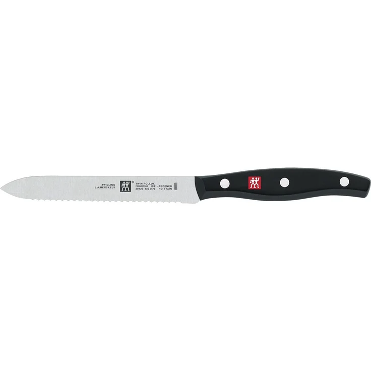 ZWILLING Twin Pollux Universalmesser, Klingenlänge: 13 cm, Klingenblatt mit Wellenschliff, Rostfreier Spezialstahl/Kunststoff-Griff im Nietendesign, Schwarz
