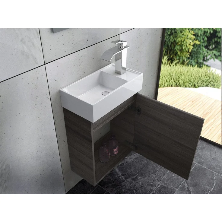 Faizee Home Badmöbel-Set Bademöbel 40 cm Badschrank Waschtisch Unterschrank Spiegelschrank – Bild 2