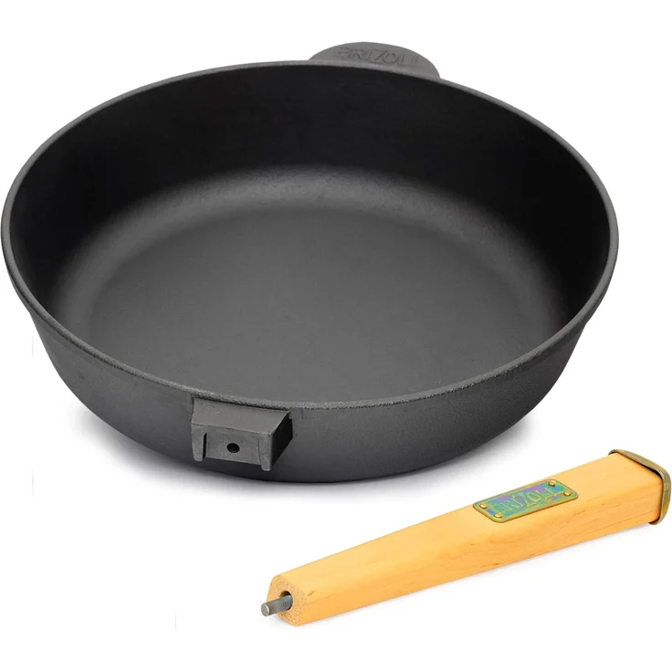 Gusseisenpfanne 24 cm Bratpfanne aus Gusseisen tief Induktion Holzgriff Schmortopf Pfanne – Bild 5
