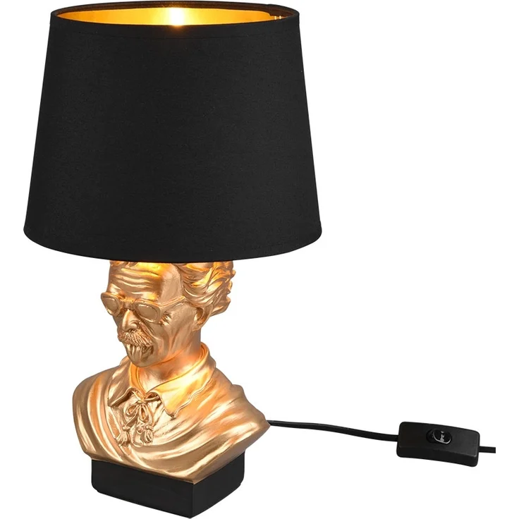 Tischleuchte, Keramik, gold, Stoff, schwarz, H 36 cm – Bild 6