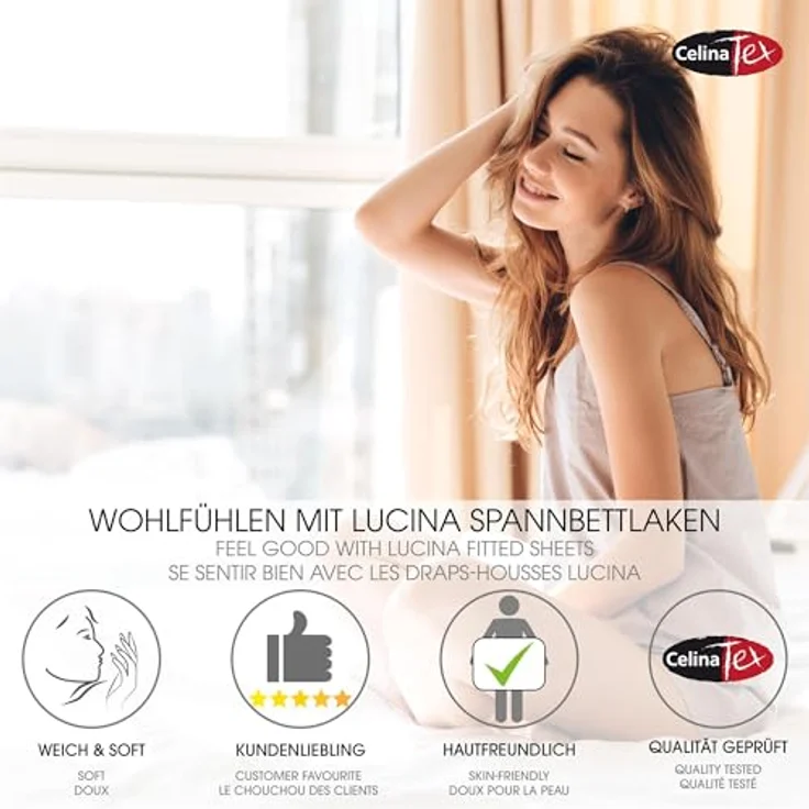 CelinaTex Jersey Spannbettlaken Lucina Doppelpack 90x200-100x200 cm dunkel grau 100% Baumwolle gekämmt bis 26cm Matratzenhöhe Oeko-TEX – Bild 4