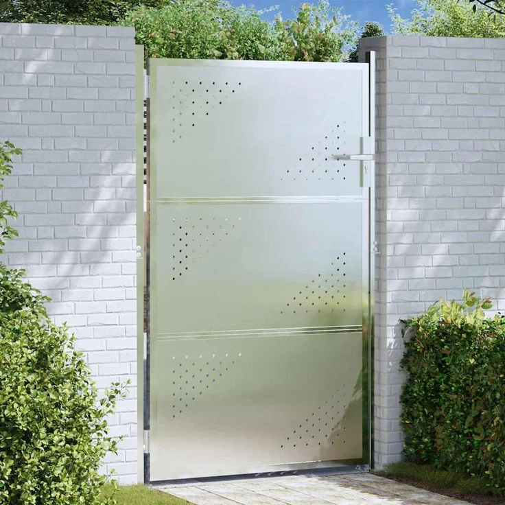 vidaXL Gartentor mit Schloss Silber 85 x 120 cm Edelstahl 3402580 – Bild 1