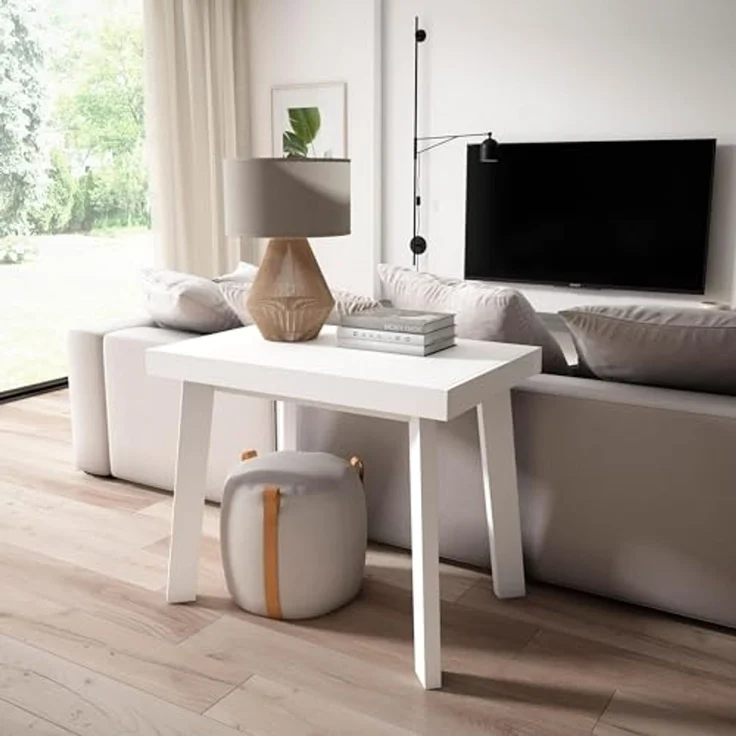 Skraut Home | Ausziehbarertisch | Multifunktionaler ausziehbarer | 180 | Für 8 Gäste | Hölzerne Beine | Moderner Stil | Weiß – Bild 4