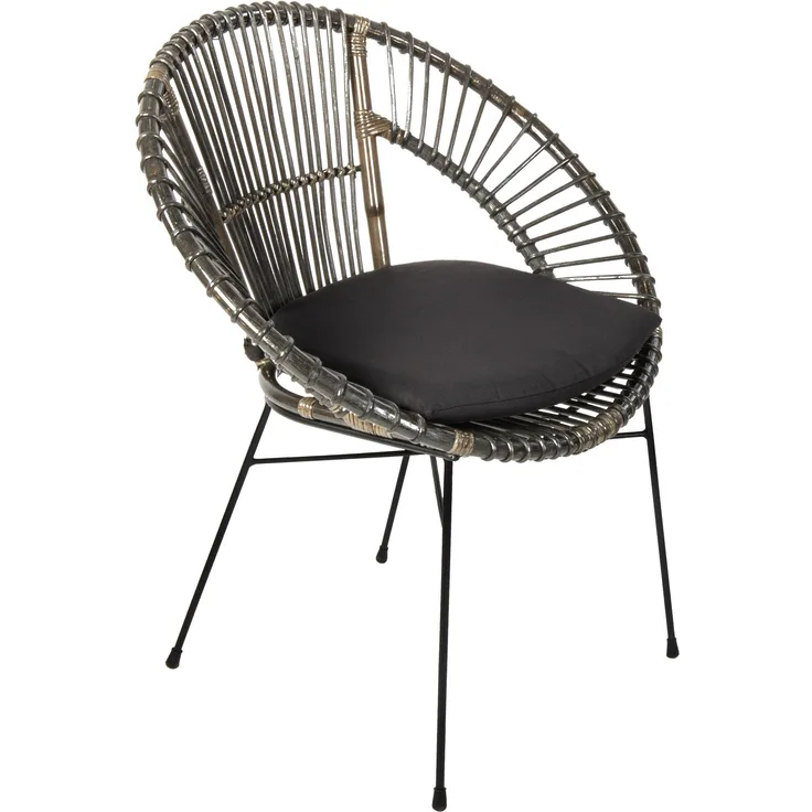 Esszimmerstuhl Korbstuhl Rattan Farbe anthrazit inkl. Sitzkissen GENUA 80551208