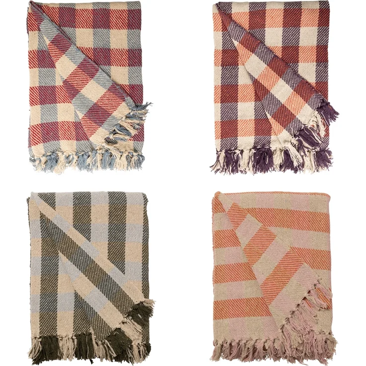 Decke Überwurf Würfel 100% Baumwolle 130x180 cm Skandinavisch Violett-Orange – Bild 3
