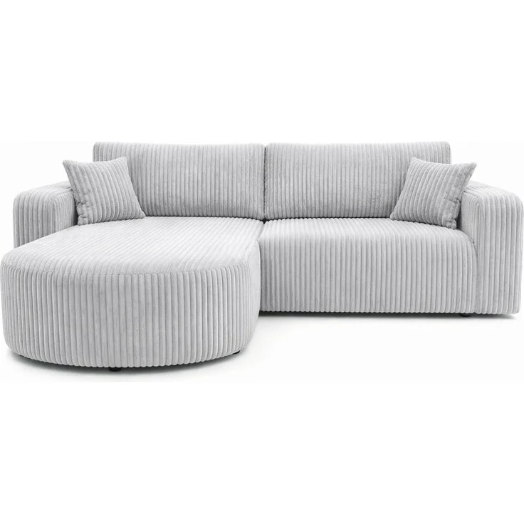 Kaiser Möbel Ecksofa mit Schlaffunktion für Wohnzimmer, Cordstoff Tilia, ROUND ONE, abgerundete Form, Liegefunktion, Stauraum, modernes Design – Bild 2